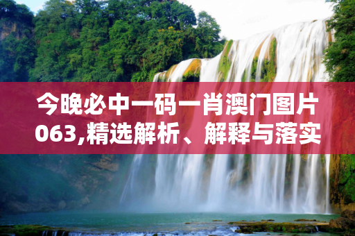 今晚必中一码一肖澳门图片063,精选解析、解释与落实