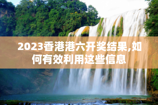 2023香港港六开奖结果,如何有效利用这些信息