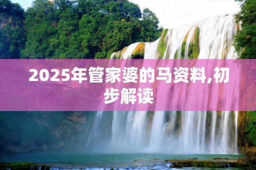 2025年管家婆的马资料,初步解读
