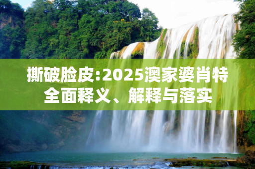 撕破脸皮:2025澳家婆肖特全面释义、解释与落实