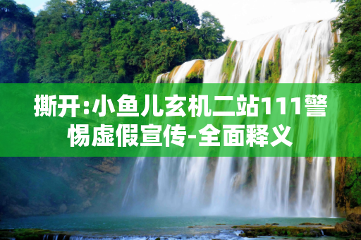 撕开:小鱼儿玄机二站111警惕虚假宣传-全面释义
