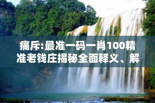 痛斥:最准一码一肖100精准老钱庄揭秘全面释义、解释与落实
