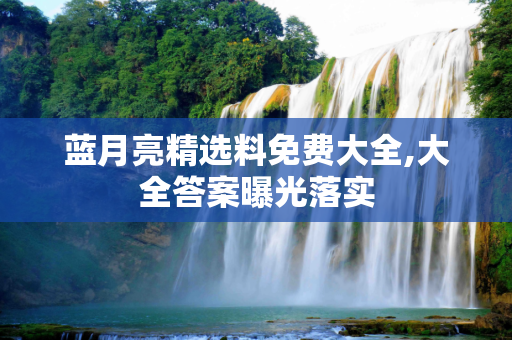 蓝月亮精选料免费大全,大全答案曝光落实