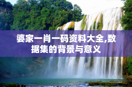婆家一肖一码资料大全,数据集的背景与意义