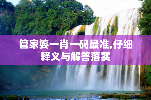 管家婆一肖一码最准,仔细释义与解答落实
