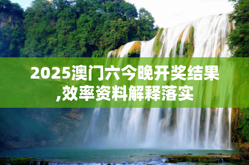 2025澳门六今晚开奖结果,效率资料解释落实