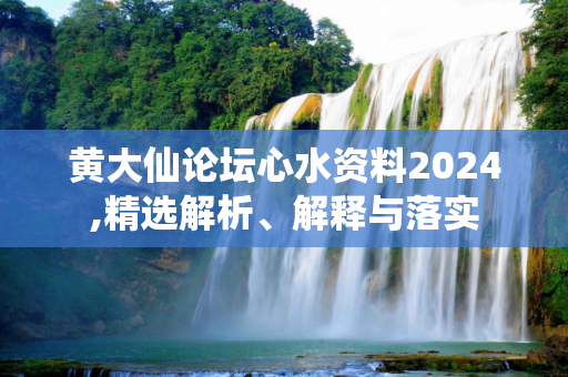 黄大仙论坛心水资料2024,精选解析、解释与落实