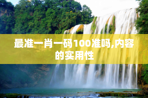 最准一肖一码100准吗,内容的实用性