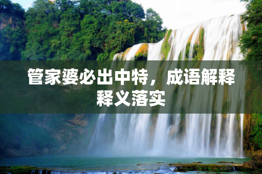 管家婆必出中特，成语解释释义落实