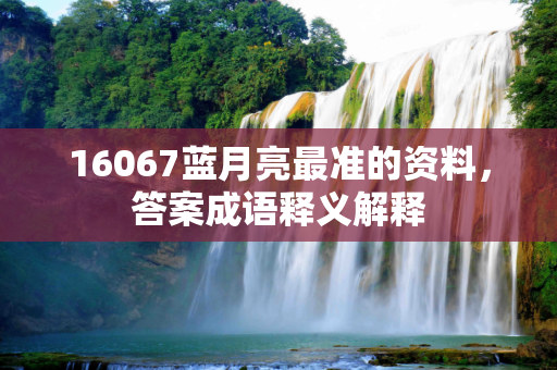 16067蓝月亮最准的资料，答案成语释义解释