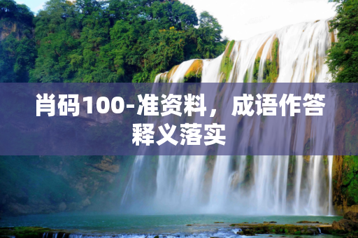 肖码100-准资料，成语作答释义落实