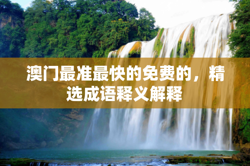 澳门最准最快的免费的，精选成语释义解释