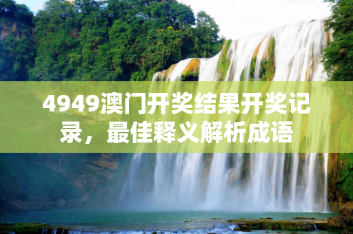 4949澳门开奖结果开奖记录，最佳释义解析成语