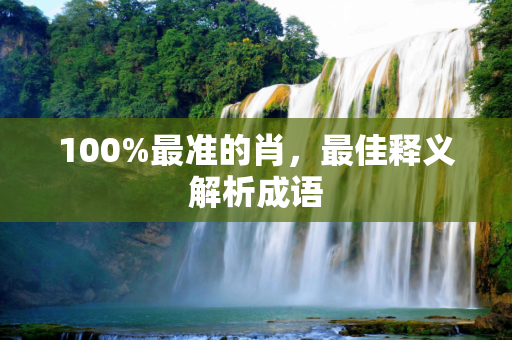 100%最准的肖，最佳释义解析成语