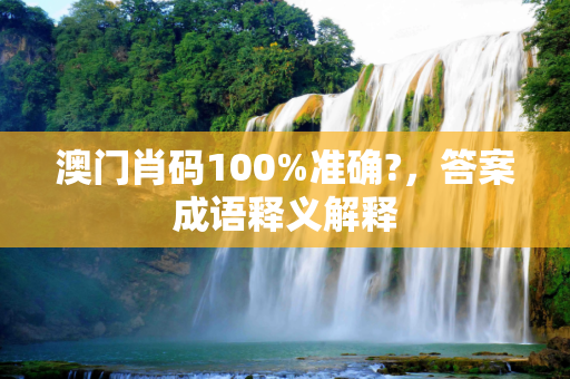澳门肖码100%准确?，答案成语释义解释