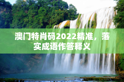 澳门特肖码2022精准，落实成语作答释义