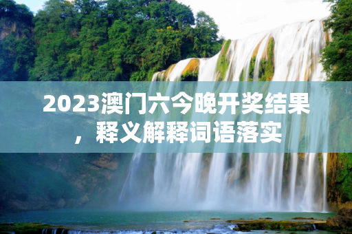 2023澳门六今晚开奖结果，释义解释词语落实