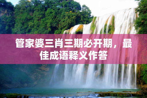 管家婆三肖三期必开期，最佳成语释义作答