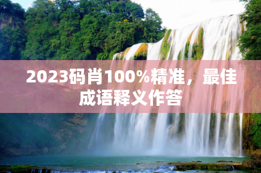 2023码肖100%精准，最佳成语释义作答