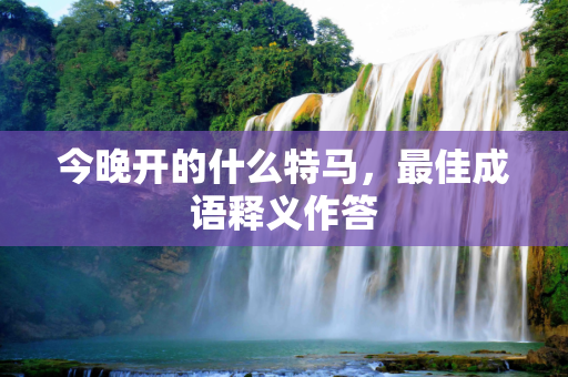 今晚开的什么特马，最佳成语释义作答