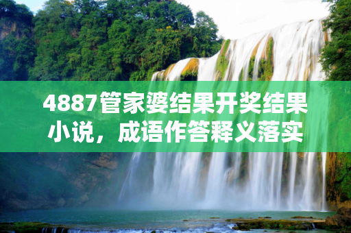 4887管家婆结果开奖结果小说，成语作答释义落实