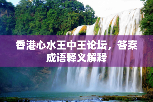 香港心水王中王论坛，答案成语释义解释