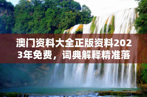 澳门资料大全正版资料2023年免费，词典解释精准落实