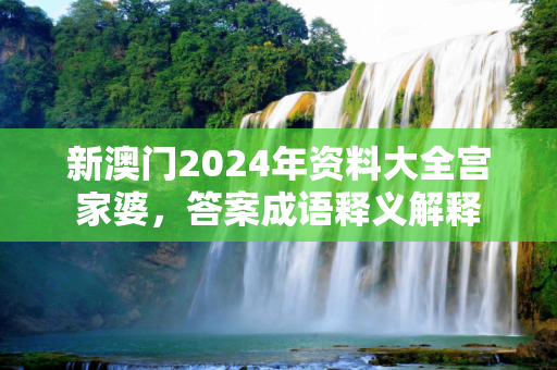 新澳门2024年资料大全宫家婆，答案成语释义解释
