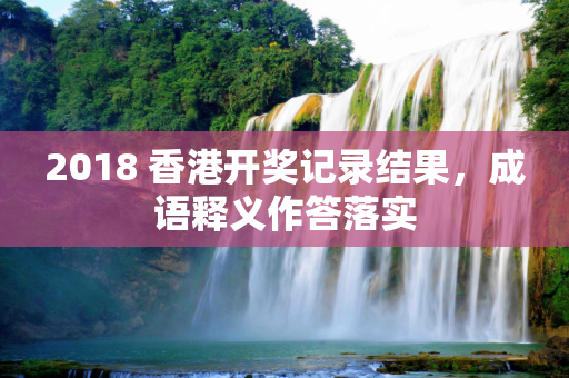 2018 香港开奖记录结果，成语释义作答落实