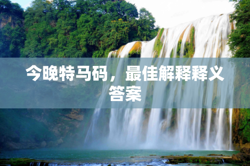 今晚特马码，最佳解释释义答案