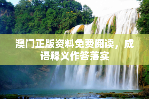 澳门正版资料免费阅读，成语释义作答落实