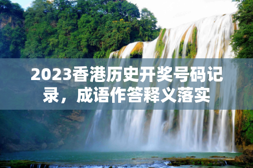 2023香港历史开奖号码记录，成语作答释义落实