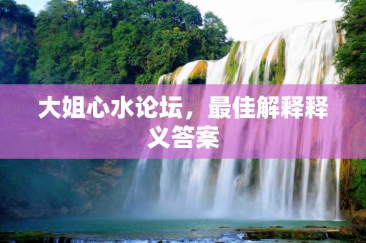大姐心水论坛，最佳解释释义答案