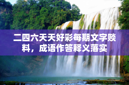 二四六天天好彩每期文字赕料，成语作答释义落实