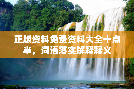 正版资料免费资料大全十点半，词语落实解释释义