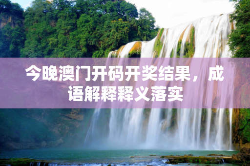 今晚澳门开码开奖结果，成语解释释义落实