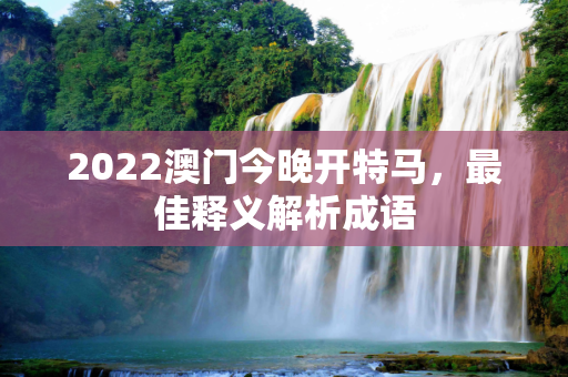 2022澳门今晚开特马，最佳释义解析成语