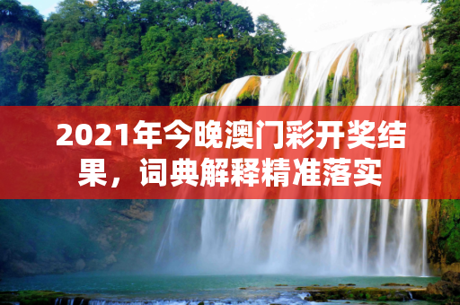 2021年今晚澳门彩开奖结果，词典解释精准落实