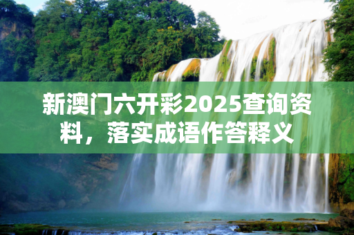 新澳门六开彩2025查询资料，落实成语作答释义