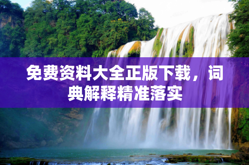 免费资料大全正版下载，词典解释精准落实