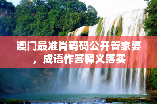 澳门最准肖码码公开管家婆，成语作答释义落实