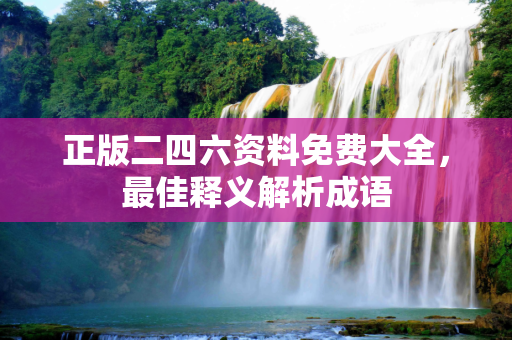 正版二四六资料免费大全，最佳释义解析成语