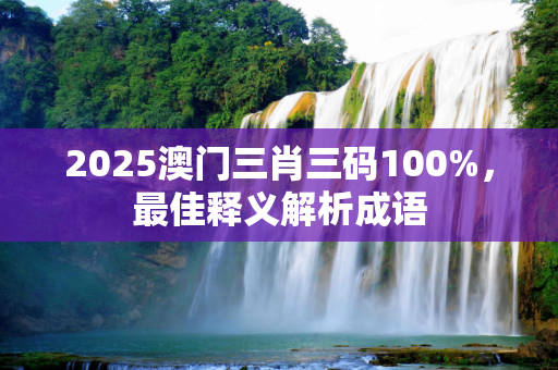 2025澳门三肖三码100%，最佳释义解析成语