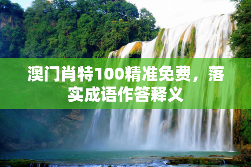 澳门肖特100精准免费，落实成语作答释义
