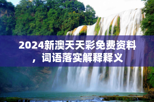 2024新澳天天彩免费资料，词语落实解释释义