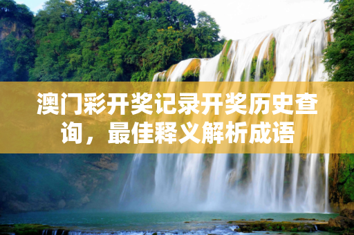 澳门彩开奖记录开奖历史查询，最佳释义解析成语