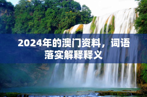 2024年的澳门资料，词语落实解释释义