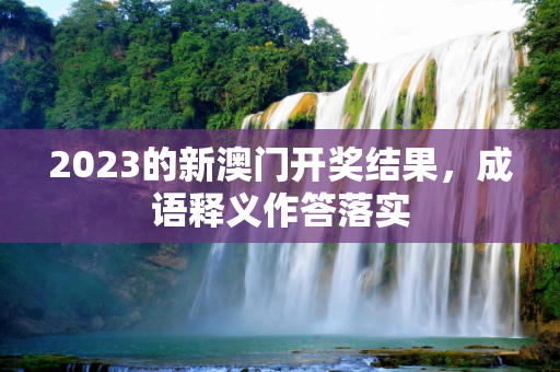 2023的新澳门开奖结果，成语释义作答落实