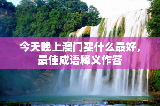 今天晚上澳门买什么最好，最佳成语释义作答