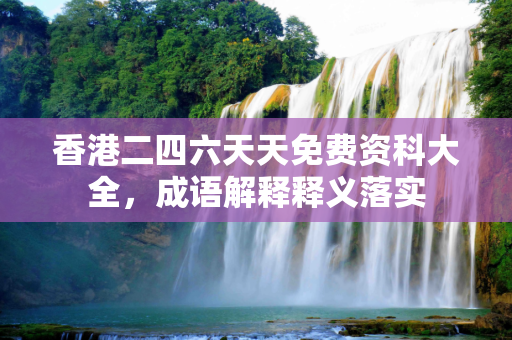 香港二四六天天免费资科大全，成语解释释义落实